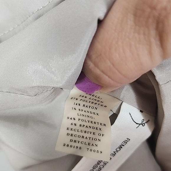 10P Ann Taylor geometric print linen blend sheath dress multi-color gray+black - Picture 6 of 13